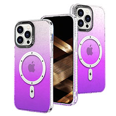 Ultra-thin Transparent Gel Gradient Soft Case Cover with Mag-Safe Magnetic for Apple iPhone 14 Pro Purple