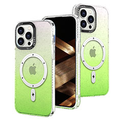 Ultra-thin Transparent Gel Gradient Soft Case Cover with Mag-Safe Magnetic for Apple iPhone 15 Pro Green