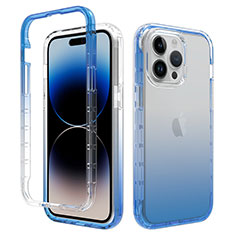Ultra-thin Transparent Gel Gradient Soft Matte Finish Front and Back Case 360 Degrees Cover for Apple iPhone 13 Pro Max Blue