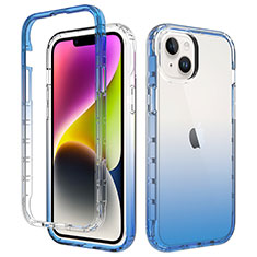 Ultra-thin Transparent Gel Gradient Soft Matte Finish Front and Back Case 360 Degrees Cover for Apple iPhone 14 Blue