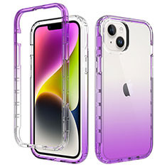 Ultra-thin Transparent Gel Gradient Soft Matte Finish Front and Back Case 360 Degrees Cover for Apple iPhone 14 Plus Purple
