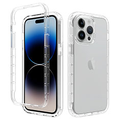 Ultra-thin Transparent Gel Gradient Soft Matte Finish Front and Back Case 360 Degrees Cover for Apple iPhone 14 Pro Clear