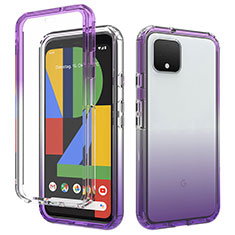 Ultra-thin Transparent Gel Gradient Soft Matte Finish Front and Back Case 360 Degrees Cover for Google Pixel 4 Purple