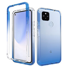 Ultra-thin Transparent Gel Gradient Soft Matte Finish Front and Back Case 360 Degrees Cover for Google Pixel 4a 5G Blue