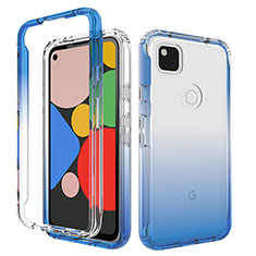 Ultra-thin Transparent Gel Gradient Soft Matte Finish Front and Back Case 360 Degrees Cover for Google Pixel 4a Blue