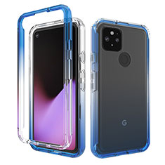 Ultra-thin Transparent Gel Gradient Soft Matte Finish Front and Back Case 360 Degrees Cover for Google Pixel 5 Blue