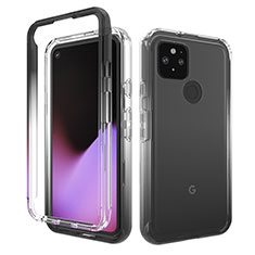 Ultra-thin Transparent Gel Gradient Soft Matte Finish Front and Back Case 360 Degrees Cover for Google Pixel 5 Dark Gray