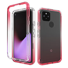 Ultra-thin Transparent Gel Gradient Soft Matte Finish Front and Back Case 360 Degrees Cover for Google Pixel 5 Red