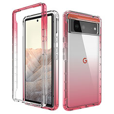 Ultra-thin Transparent Gel Gradient Soft Matte Finish Front and Back Case 360 Degrees Cover for Google Pixel 6 5G Red