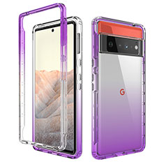 Ultra-thin Transparent Gel Gradient Soft Matte Finish Front and Back Case 360 Degrees Cover for Google Pixel 6 Pro 5G Purple