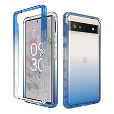 Ultra-thin Transparent Gel Gradient Soft Matte Finish Front and Back Case 360 Degrees Cover for Google Pixel 6a 5G Blue