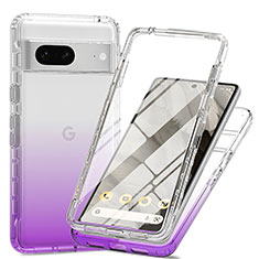 Ultra-thin Transparent Gel Gradient Soft Matte Finish Front and Back Case 360 Degrees Cover for Google Pixel 7 5G Purple