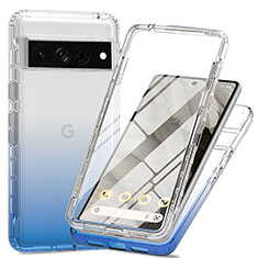 Ultra-thin Transparent Gel Gradient Soft Matte Finish Front and Back Case 360 Degrees Cover for Google Pixel 7 Pro 5G Blue