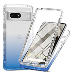 Ultra-thin Transparent Gel Gradient Soft Matte Finish Front and Back Case 360 Degrees Cover for Google Pixel 7a 5G Blue