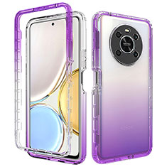 Ultra-thin Transparent Gel Gradient Soft Matte Finish Front and Back Case 360 Degrees Cover for Huawei Honor X9 4G Purple