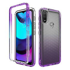 Ultra-thin Transparent Gel Gradient Soft Matte Finish Front and Back Case 360 Degrees Cover for Motorola Moto E20 Purple