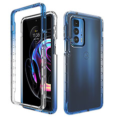 Ultra-thin Transparent Gel Gradient Soft Matte Finish Front and Back Case 360 Degrees Cover for Motorola Moto Edge 20 Pro 5G Blue