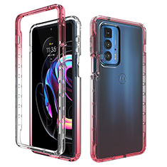 Ultra-thin Transparent Gel Gradient Soft Matte Finish Front and Back Case 360 Degrees Cover for Motorola Moto Edge 20 Pro 5G Red