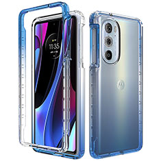 Ultra-thin Transparent Gel Gradient Soft Matte Finish Front and Back Case 360 Degrees Cover for Motorola Moto Edge 30 Pro 5G Blue