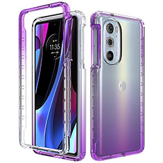 Ultra-thin Transparent Gel Gradient Soft Matte Finish Front and Back Case 360 Degrees Cover for Motorola Moto Edge 30 Pro 5G Purple