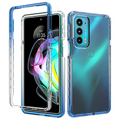 Ultra-thin Transparent Gel Gradient Soft Matte Finish Front and Back Case 360 Degrees Cover for Motorola Moto Edge Lite 5G Blue