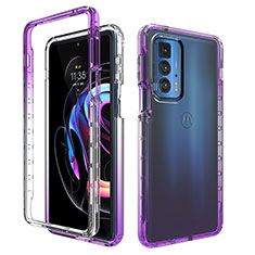 Ultra-thin Transparent Gel Gradient Soft Matte Finish Front and Back Case 360 Degrees Cover for Motorola Moto Edge S Pro 5G Purple