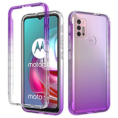 Ultra-thin Transparent Gel Gradient Soft Matte Finish Front and Back Case 360 Degrees Cover for Motorola Moto G10 Power Purple