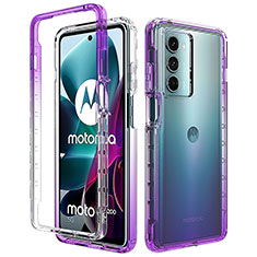 Ultra-thin Transparent Gel Gradient Soft Matte Finish Front and Back Case 360 Degrees Cover for Motorola Moto G200 5G Purple