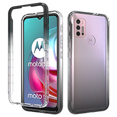 Ultra-thin Transparent Gel Gradient Soft Matte Finish Front and Back Case 360 Degrees Cover for Motorola Moto G30 Black