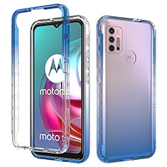 Ultra-thin Transparent Gel Gradient Soft Matte Finish Front and Back Case 360 Degrees Cover for Motorola Moto G30 Blue
