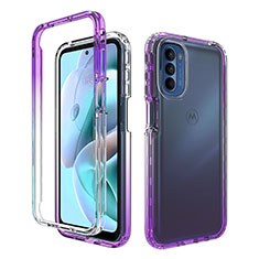Ultra-thin Transparent Gel Gradient Soft Matte Finish Front and Back Case 360 Degrees Cover for Motorola Moto G31 Purple