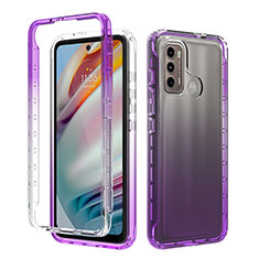 Ultra-thin Transparent Gel Gradient Soft Matte Finish Front and Back Case 360 Degrees Cover for Motorola Moto G40 Fusion Purple