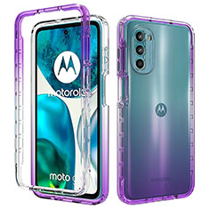 Ultra-thin Transparent Gel Gradient Soft Matte Finish Front and Back Case 360 Degrees Cover for Motorola MOTO G52 Purple