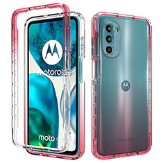 Ultra-thin Transparent Gel Gradient Soft Matte Finish Front and Back Case 360 Degrees Cover for Motorola Moto G71s 5G Red