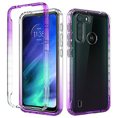 Ultra-thin Transparent Gel Gradient Soft Matte Finish Front and Back Case 360 Degrees Cover for Motorola Moto One Fusion Purple