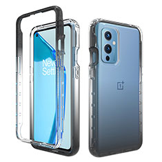 Ultra-thin Transparent Gel Gradient Soft Matte Finish Front and Back Case 360 Degrees Cover for OnePlus 9 5G Dark Gray