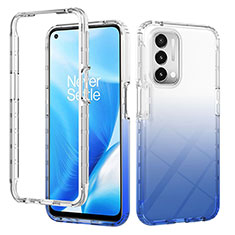 Ultra-thin Transparent Gel Gradient Soft Matte Finish Front and Back Case 360 Degrees Cover for OnePlus Nord N200 5G Blue
