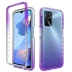 Ultra-thin Transparent Gel Gradient Soft Matte Finish Front and Back Case 360 Degrees Cover for Oppo A16 Purple