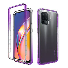 Ultra-thin Transparent Gel Gradient Soft Matte Finish Front and Back Case 360 Degrees Cover for Oppo F19 Pro Purple