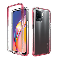 Ultra-thin Transparent Gel Gradient Soft Matte Finish Front and Back Case 360 Degrees Cover for Oppo Reno5 F Red