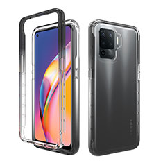 Ultra-thin Transparent Gel Gradient Soft Matte Finish Front and Back Case 360 Degrees Cover for Oppo Reno5 Lite Black
