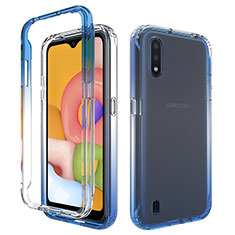 Ultra-thin Transparent Gel Gradient Soft Matte Finish Front and Back Case 360 Degrees Cover for Samsung Galaxy A01 SM-A015 Blue