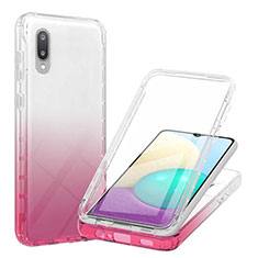 Ultra-thin Transparent Gel Gradient Soft Matte Finish Front and Back Case 360 Degrees Cover for Samsung Galaxy A02 Pink
