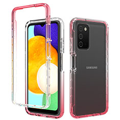 Ultra-thin Transparent Gel Gradient Soft Matte Finish Front and Back Case 360 Degrees Cover for Samsung Galaxy A02s Red
