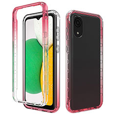 Ultra-thin Transparent Gel Gradient Soft Matte Finish Front and Back Case 360 Degrees Cover for Samsung Galaxy A03 Core Red
