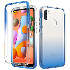 Ultra-thin Transparent Gel Gradient Soft Matte Finish Front and Back Case 360 Degrees Cover for Samsung Galaxy A11 Blue