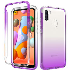 Ultra-thin Transparent Gel Gradient Soft Matte Finish Front and Back Case 360 Degrees Cover for Samsung Galaxy A11 Purple