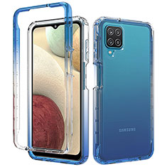 Ultra-thin Transparent Gel Gradient Soft Matte Finish Front and Back Case 360 Degrees Cover for Samsung Galaxy A12 Blue