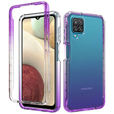 Ultra-thin Transparent Gel Gradient Soft Matte Finish Front and Back Case 360 Degrees Cover for Samsung Galaxy A12 Nacho Purple