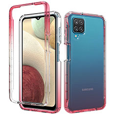 Ultra-thin Transparent Gel Gradient Soft Matte Finish Front and Back Case 360 Degrees Cover for Samsung Galaxy A12 Red